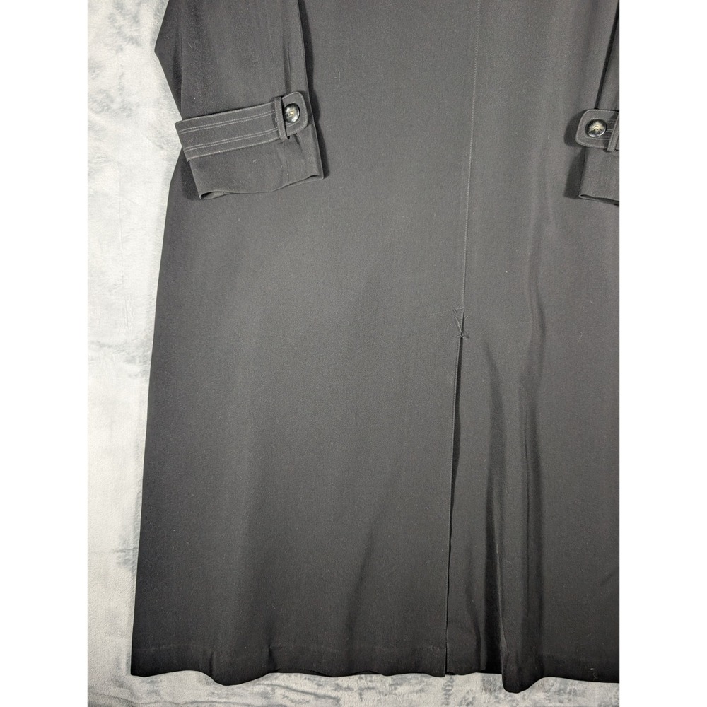 Gallery Woman Black Longline Trench Coat Collared Button Front Plus Size 3X - Picture 10 of 11